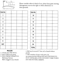 Free printable mini golf scorecards